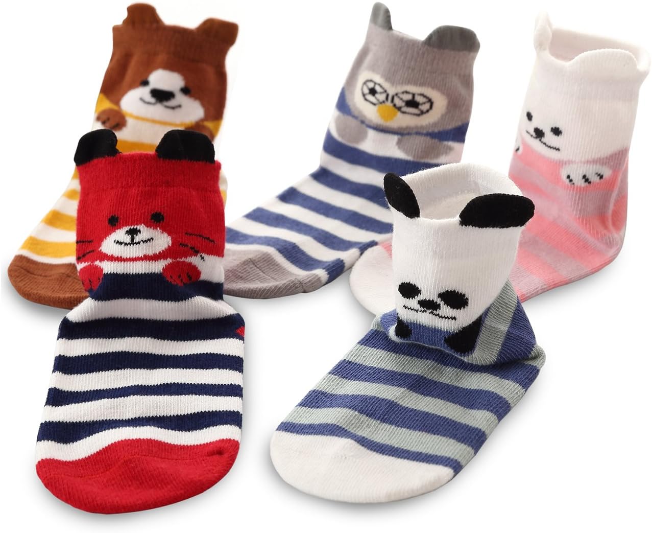 5 Pairs Pack Girl Socks Cotton Cute Animal Toddler Kids Crew Socks