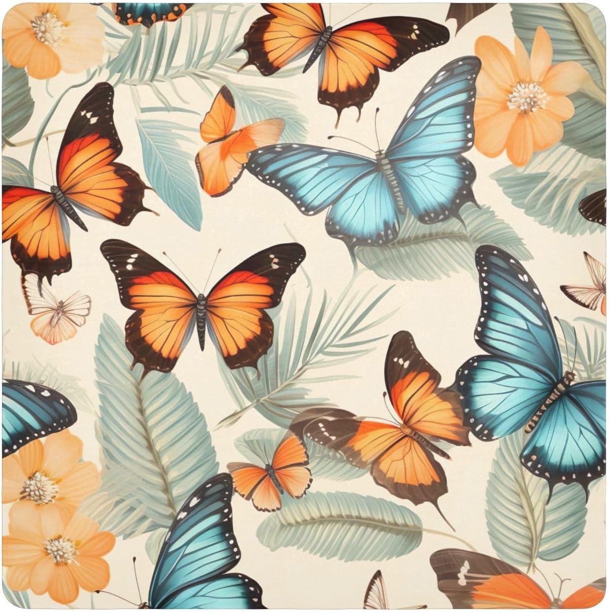 J JOYSAY Beautiful Butterfly Leave Self-Adhesive Magic Cloth Makeup Bag Magnetic Makeup Bag Lay Flat Organizer for Beauty Essentials Daily Use,21.7 In