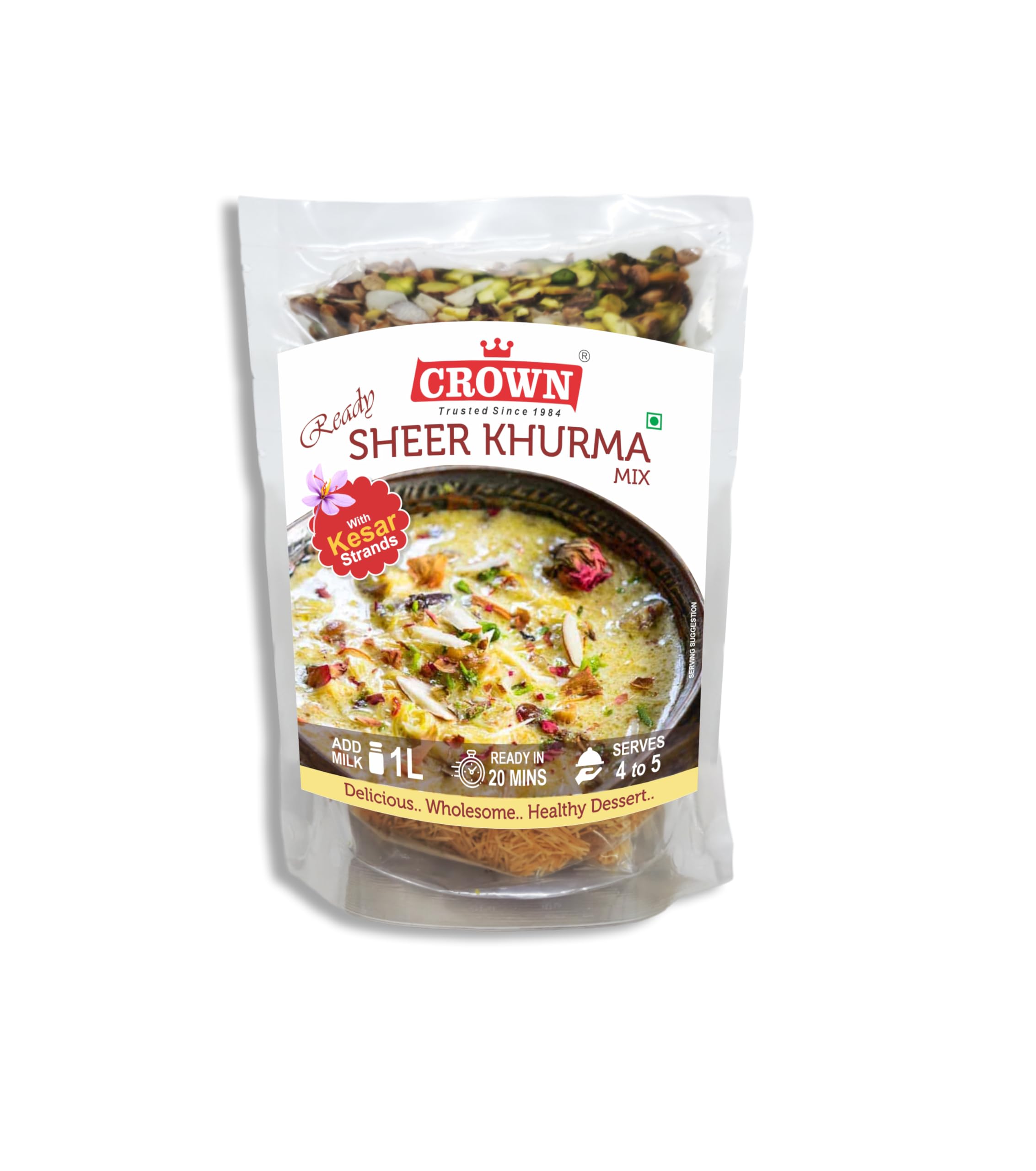 CROWN Ready Sheer Khurma (Sev Kurma) Mix 100g - For 1 Liter Milk - Eid Special Dessert