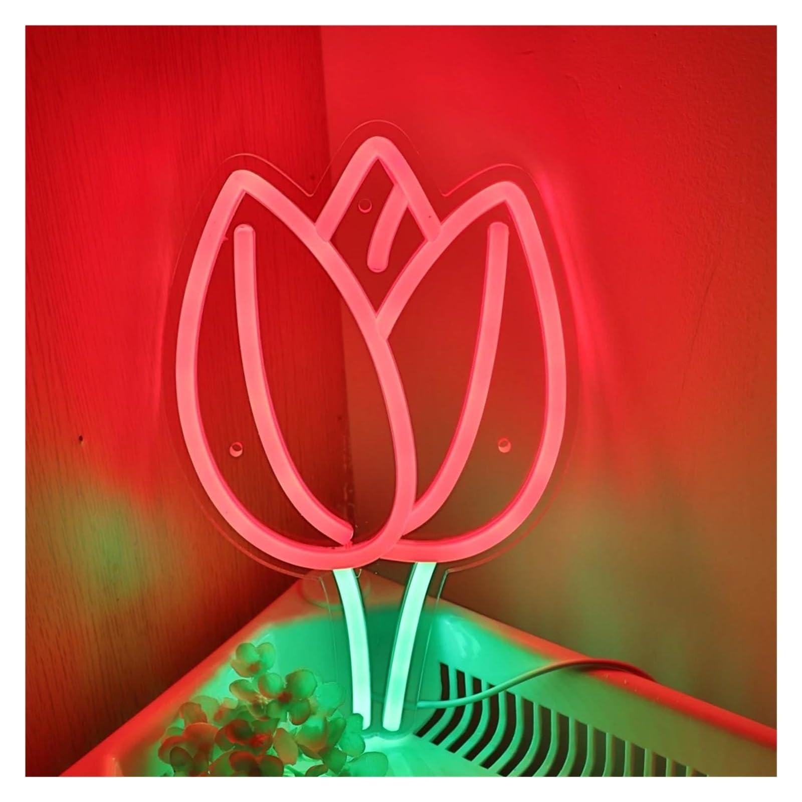 letrero de luz de neón Flor de para rosa para letrero de neón para pared regulable con alimentación por para USB para luz de neón