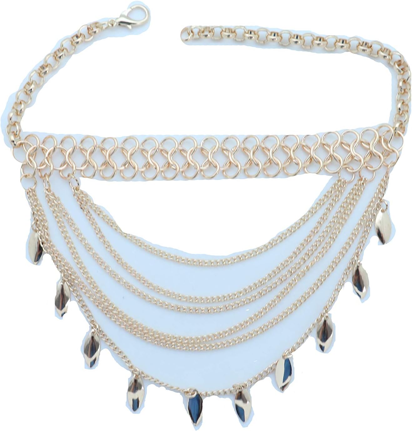 TrendyFashionJewelry TFJ Women Western Boot Chain Metal Bling Bracelet Elegant Look Multi Strands Leaf Anklet Fancy Charm Gold