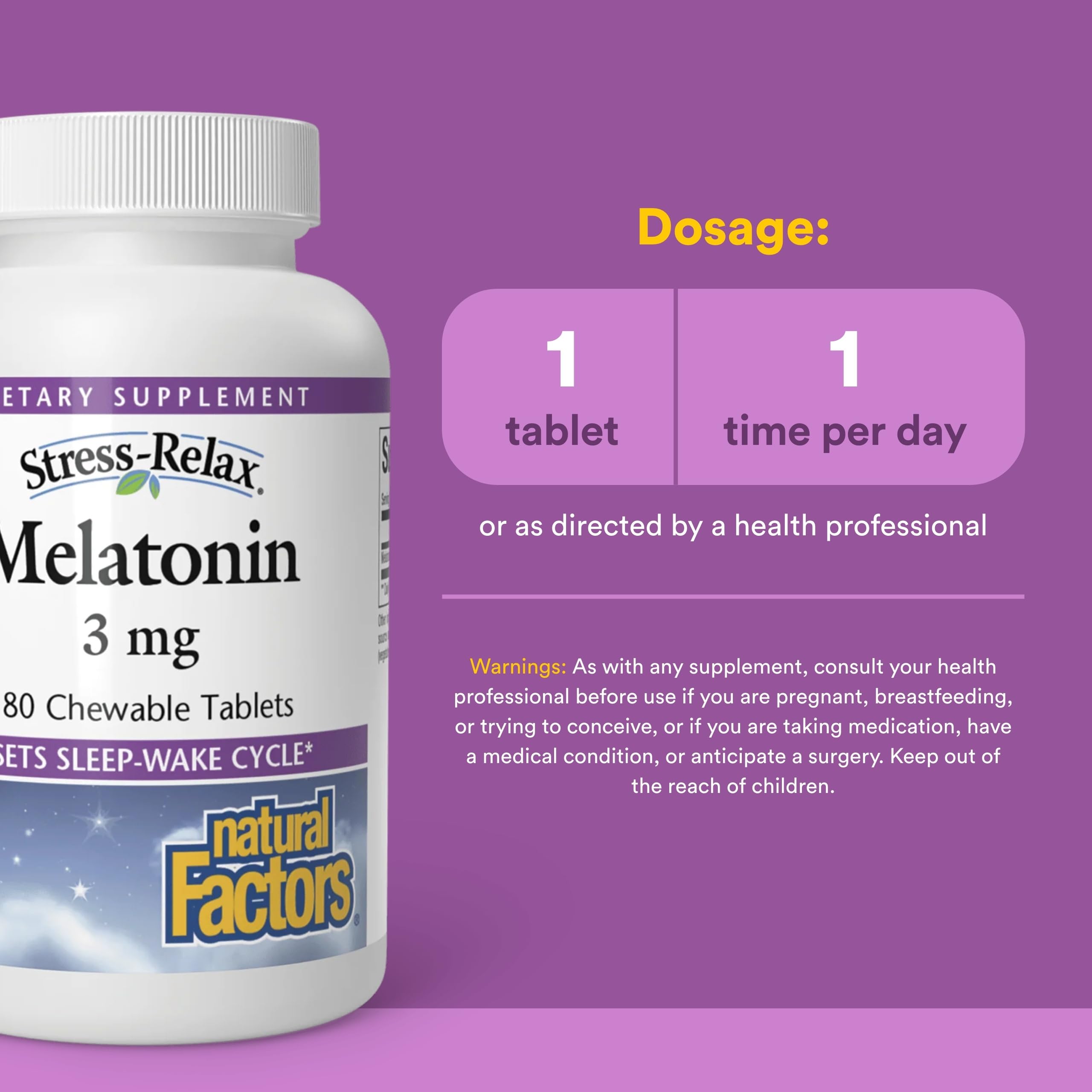 Natural Factors Melatonin 3 mg Sleep Support*, 180 Chewable Tablets — Amazon image 3