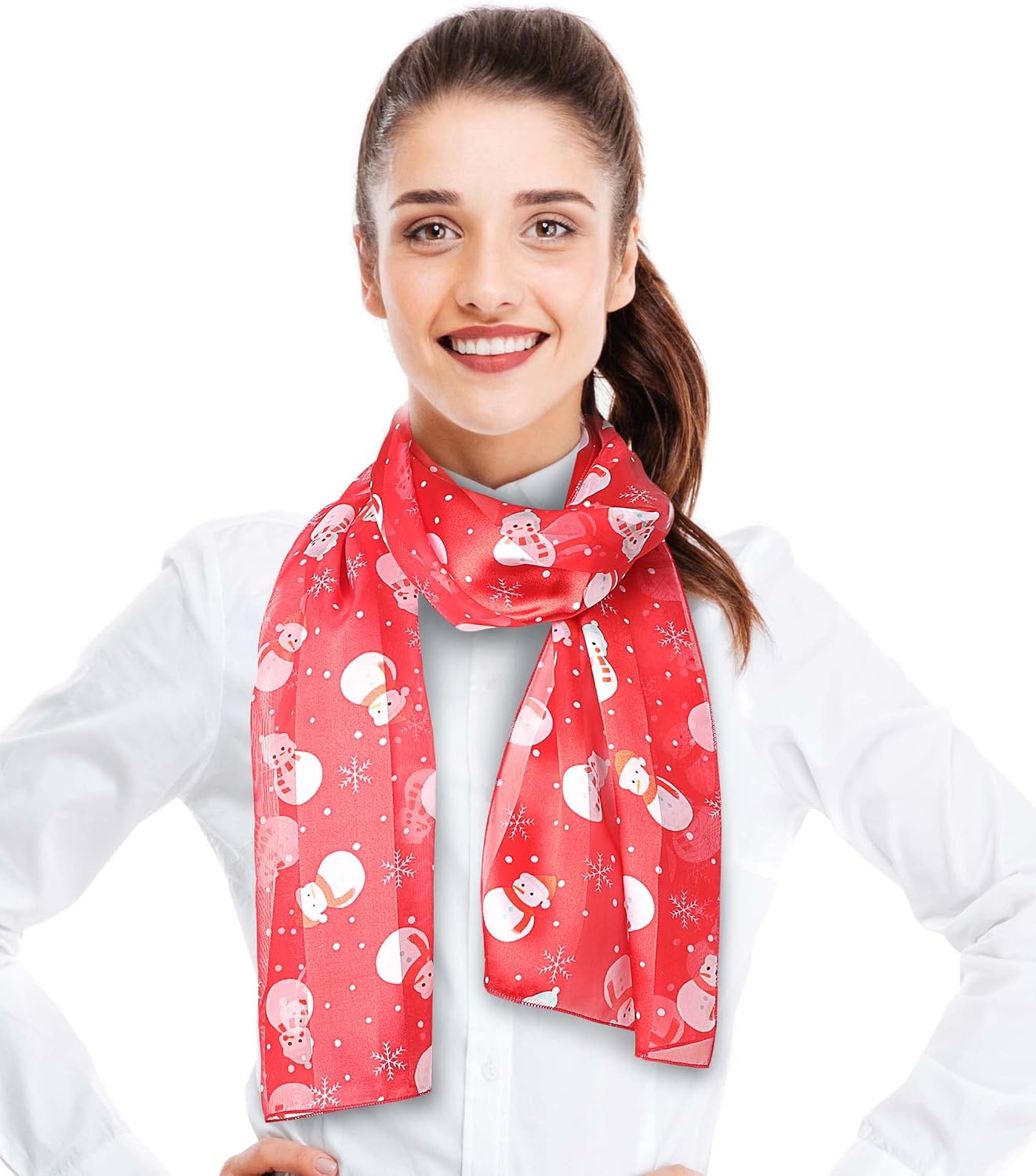 CBC Crown Christmas Scarf - Santa, Snowman, Ornament, Ginger Cookie Theme - 13"x 60" Made In Korea