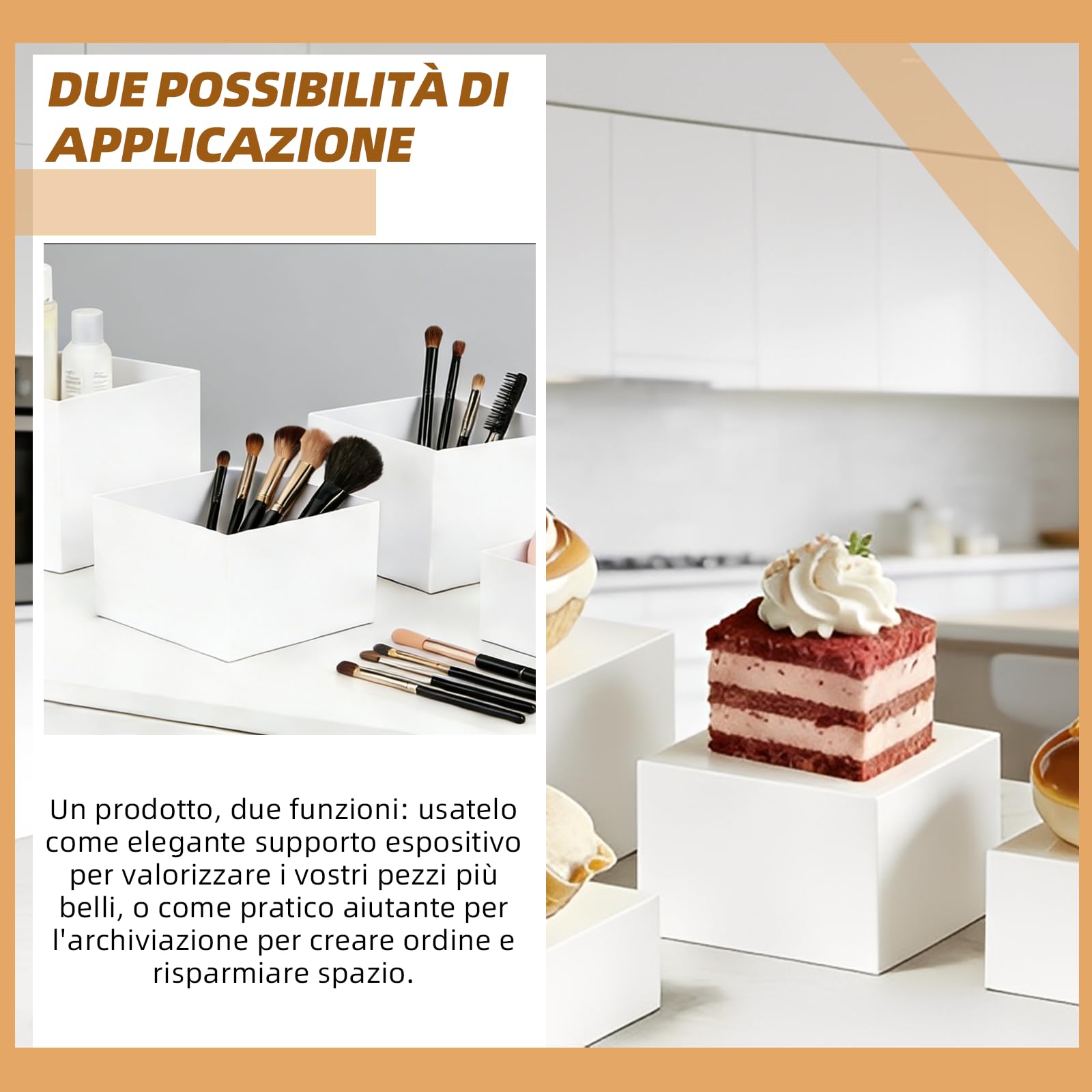 Supporto per torta a forma di cubo, in acrilico con fondo cavo, supporto per buffet a più piani, ideale per matrimoni, compleanni, decorazioni per feste e presentazioni cupcake (confezione da 6