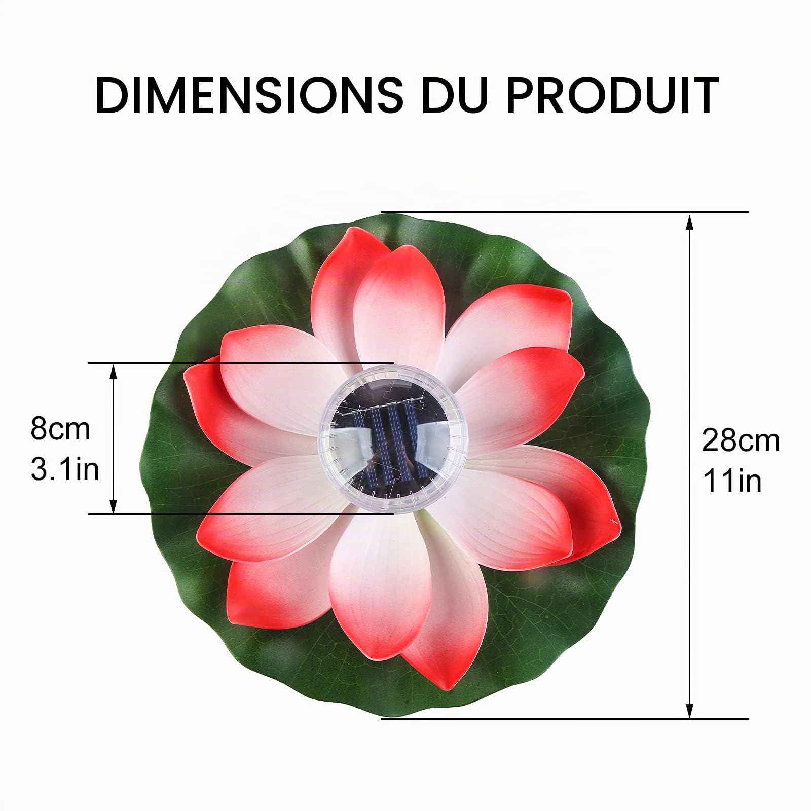 4 Pièces Lampe Lotus de Bassin Flottant, Lampes Solaires à Capteur de lumière, Lampes de Pelouse étanches Extérieures, Lampes Décoratives de Piscine, Lampes D'étang (Couleur)