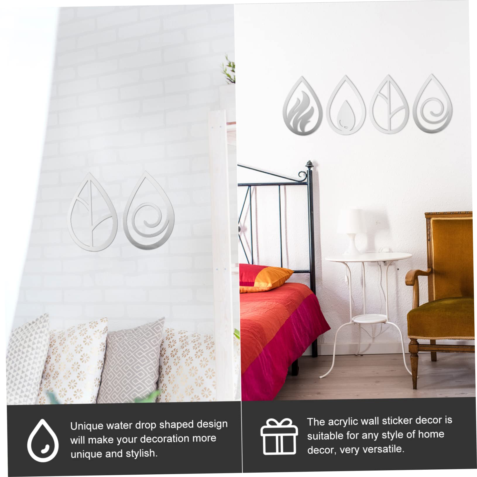 OSALADI 12piezas Decoración De Pared Autoadhesiva Pegatinas Acrílicas Chic Para Hogar y Oficina Para Ventanas y Habitaciones Infantiles Diseño Moderno y Detalles Delicados