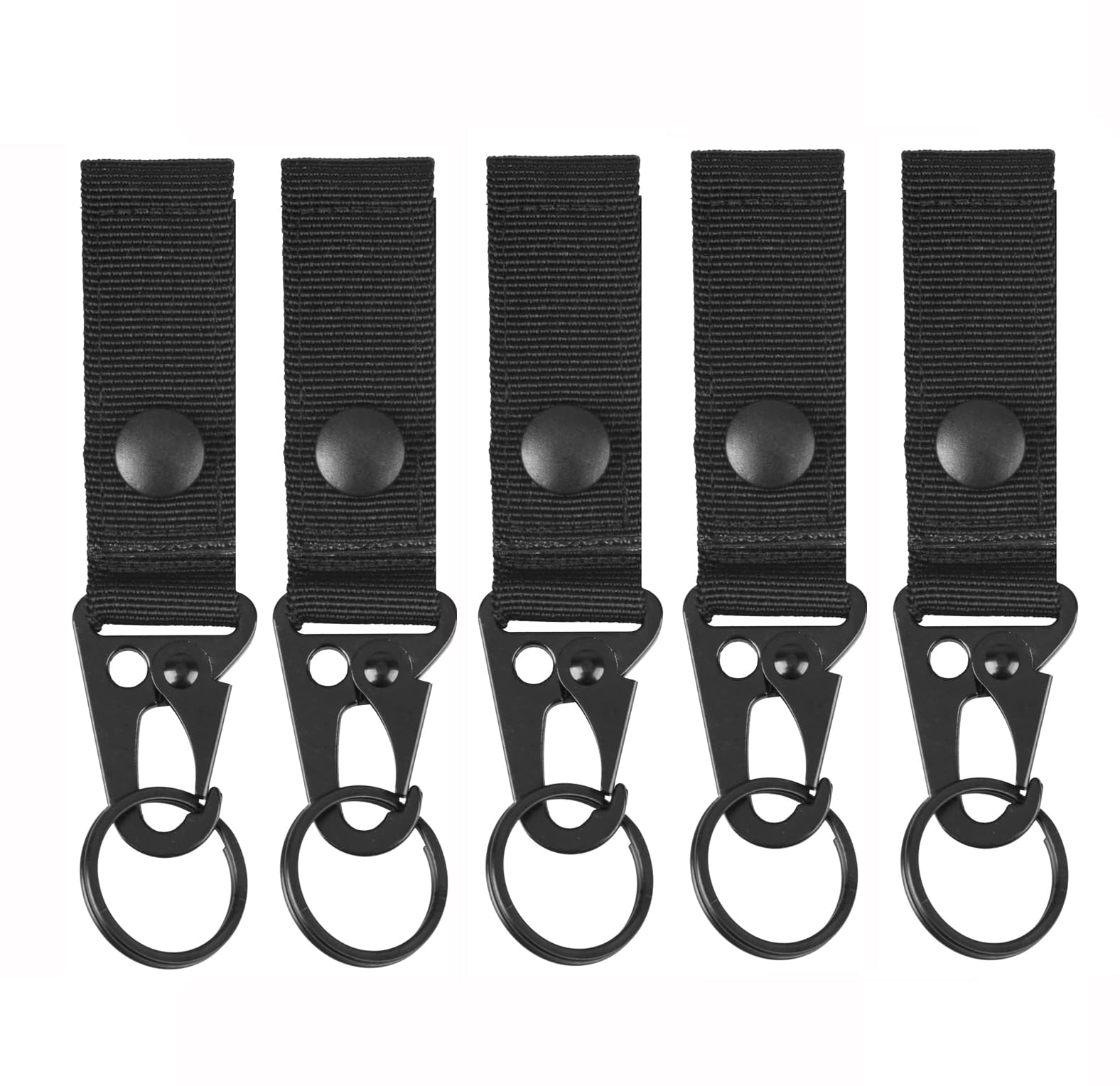 Mosquetón Táctico para Colgar,5 PCS Cinturón Mosquetón Cinturón Gancho con Anillo Cinturón Táctico Hebilla Aire Libre Clips Mosquetón de Nylon Loop Gear Clip Correa para Senderismo Mochila Camping