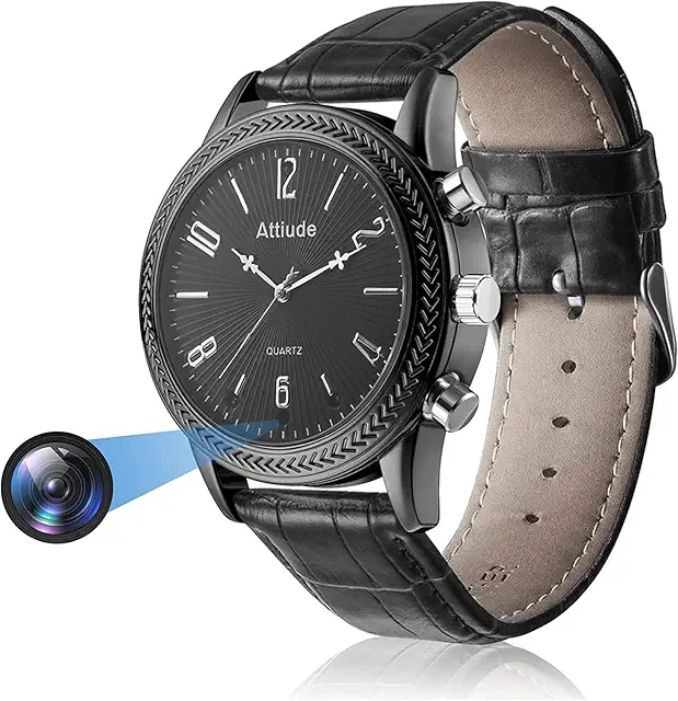Montre Espion avec Caméra HD 1080P et Détecteur de Mouvement Infrarouge, 32 Go