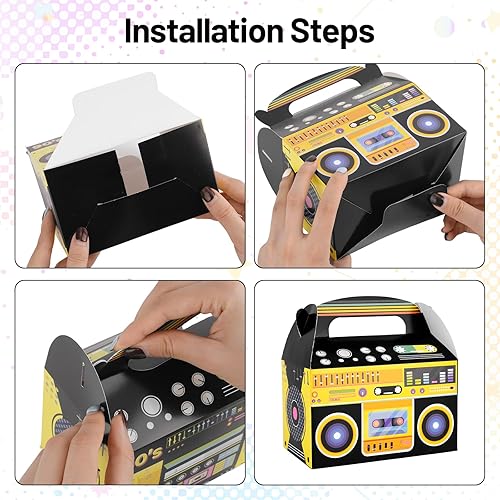 Miniatura 7 de 12 piezas de decoraciones de fiesta de hip hop, decoraciones de fiesta de los años 80 y 90, cajas de recuerdo novedosas, caja de regalo de radio