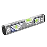 10 Inch Torpedo Level, Small leveler tool with 3 Different Bubbles 45°/90°/180°, bubble level With Shock Absorbing End Caps, V-Groove for Conduit Bending, Silver/White/Blue