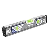 10 Inch Torpedo Level&comma; Small leveler tool with 3 Different Bubbles 45°&sol;90°&sol;180°&comma; bubble level With Shock Absorbing End Caps&comma; V-Groove for Conduit Bending&comma; Silver&sol;White&sol;Blue