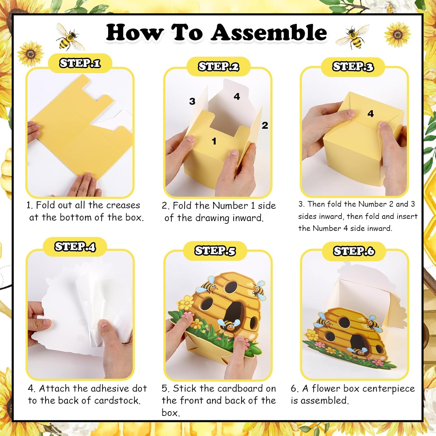 Kreatwow Bee Party Favors 12pcs Bee Flower Boxes Centerpieces Floral Bee Party Supply Bee Party Box Honey Bee Party Favor Honey Bee Table Decor Bee Day Themed Decorations For Bee Baby Shower Birthday