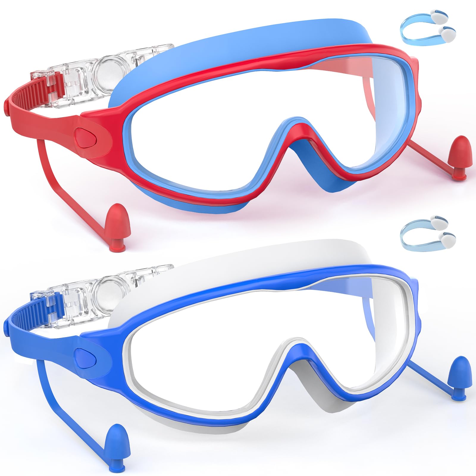 Yidoroye Kids Swimming Goggles 3-15 with Earplugs Large Frame