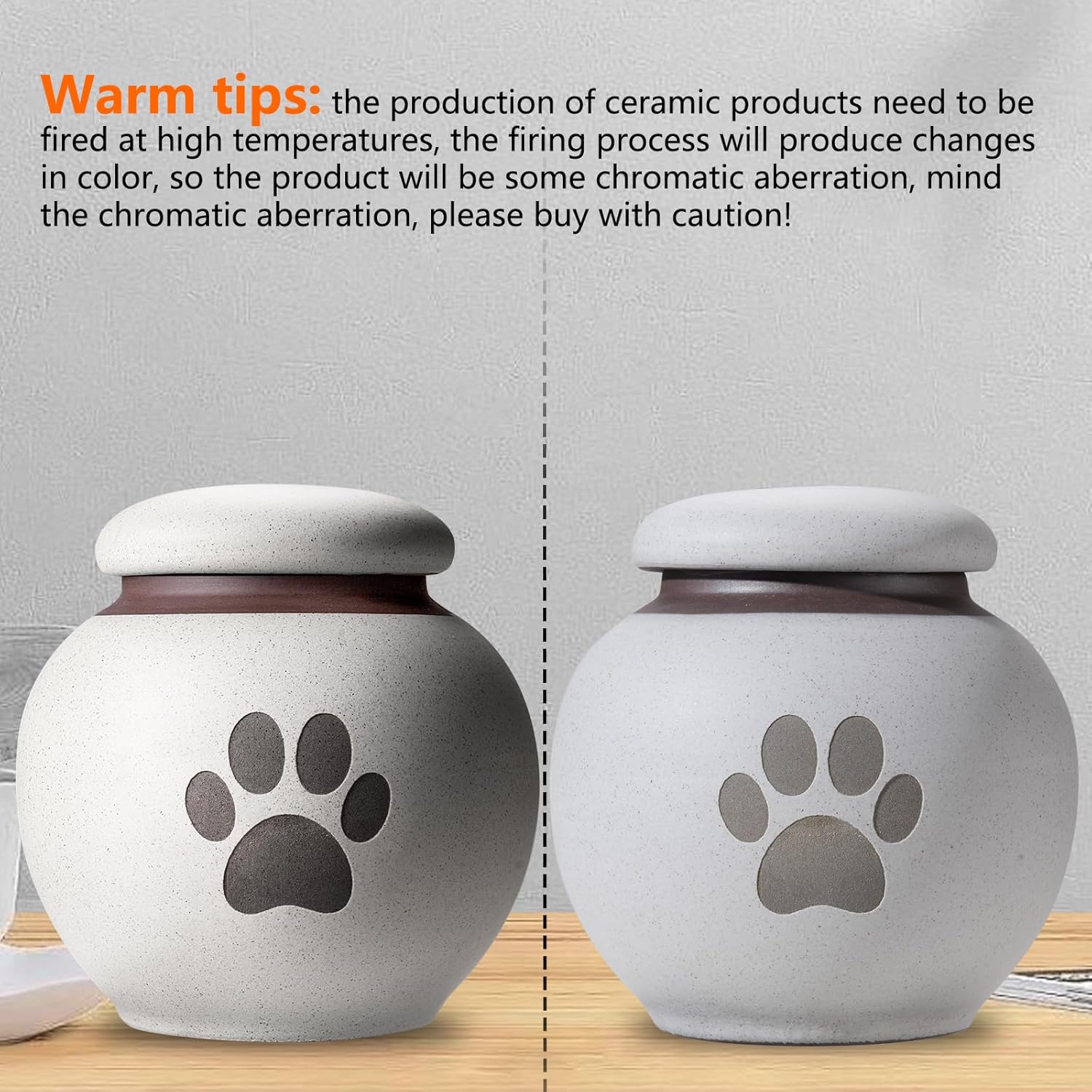 Small Pet Urn for Ashes - Gray-White Ceramic Paw Design Keepsake, Cloth-Lined Pet Cremation Urn for Cats & Dogs, 13.5 fl oz Pet Loss Sympathy Gift - Image 3