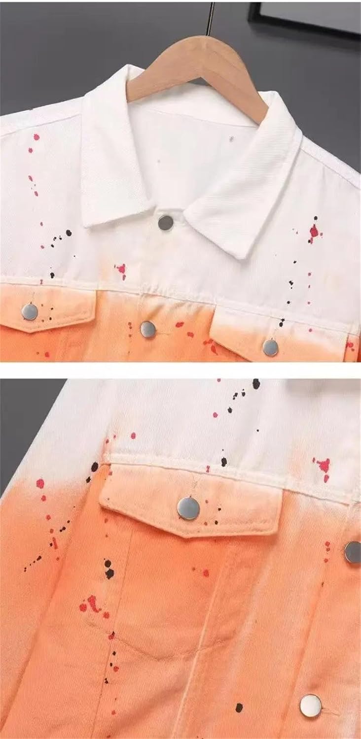 Men's Denim Jacket Jeans Two Piece Set Loose High Street Stylish Denim Jacket with Trousers