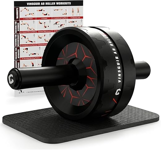 Vinsguir Ab Roller Wheel, Abs Workout Equipment for Abdominal & Core Strength Training, Exercise Wheels for Home Gym, Fitness Equipment for Core Workout with Knee Pad Accessories