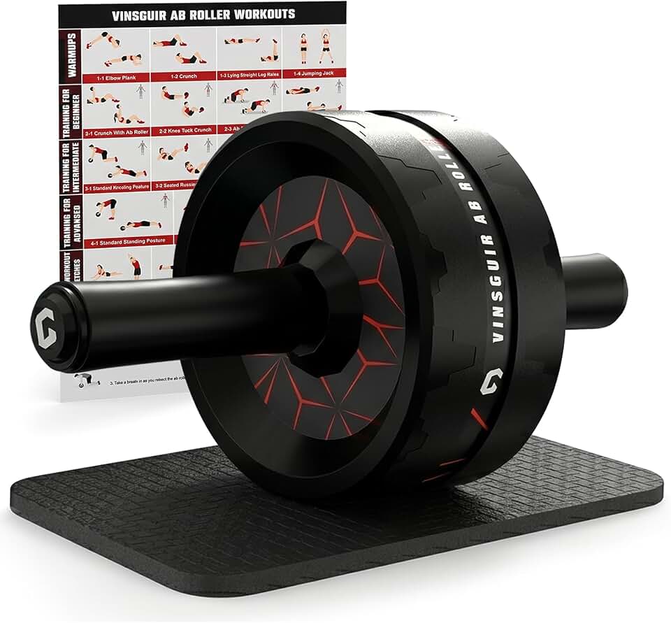 VINSGUIR Ab Roller Wheel, Abs & Core Workout Equipment for Home Gym with Knee Pad Accessories, Abdominal Wheel