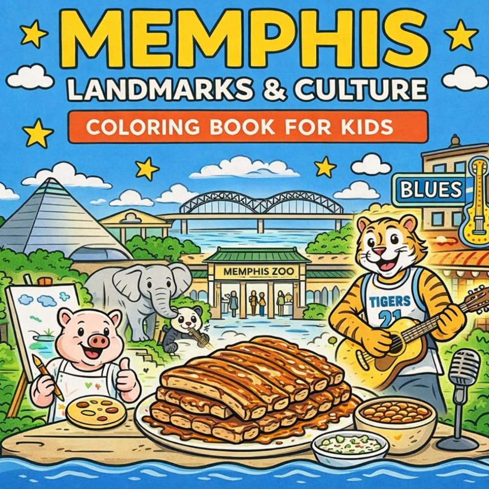 Memphis Landmarks & Culture Coloring Book for Kids (City Landmark Series - Kids Coloring Books)