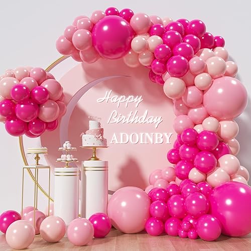 ADOINBY - Kit de arco de globos rosados, 139 piezas de guirnalda de globos rosa pastel, 18, 12, 10, 5 pulgadas, globos de diferentes tamaños para