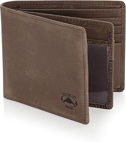 Miniatura 8 de Cartera plegable de piel Stealth Mode para hombre con ventana de identificación y bloqueo RFID