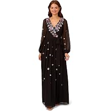 Adrianna Papell Women's Beaded Long Sleeve Gown Special Occasion Dress Pack of 1