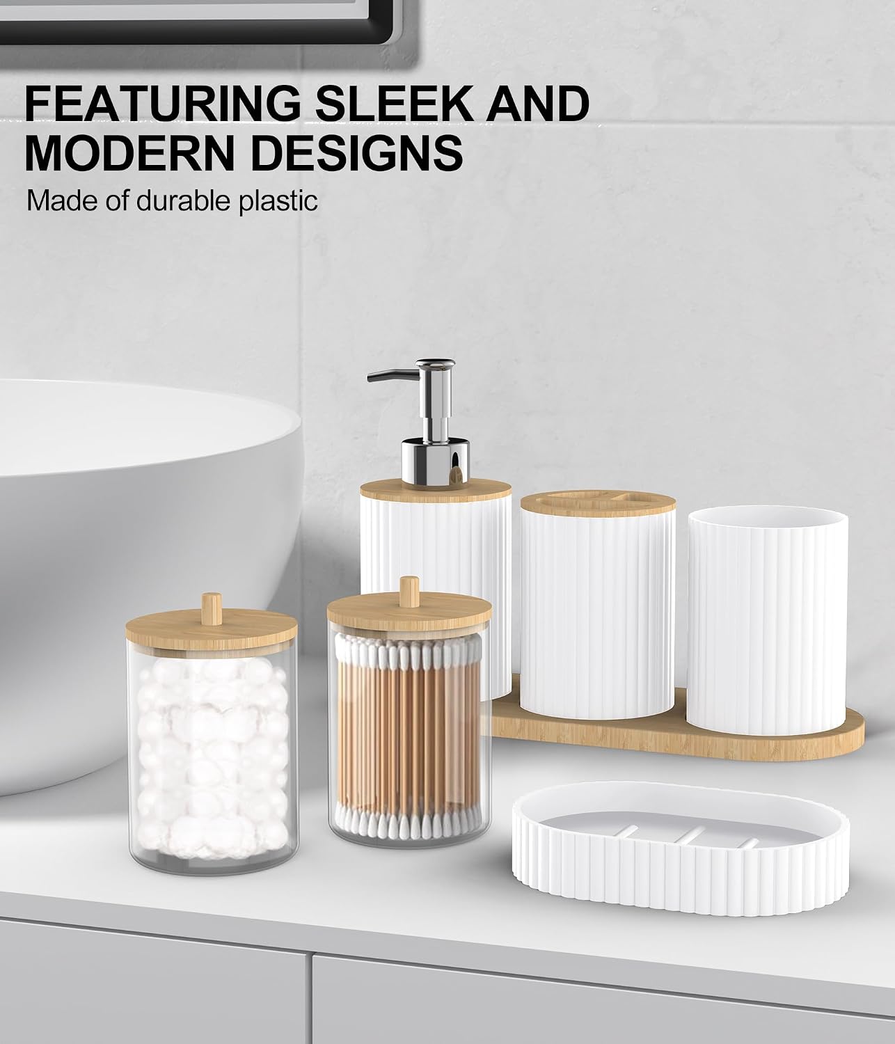 24Pcs White Bathroom Accessories Set Shower Curtain Decor Kit image 4