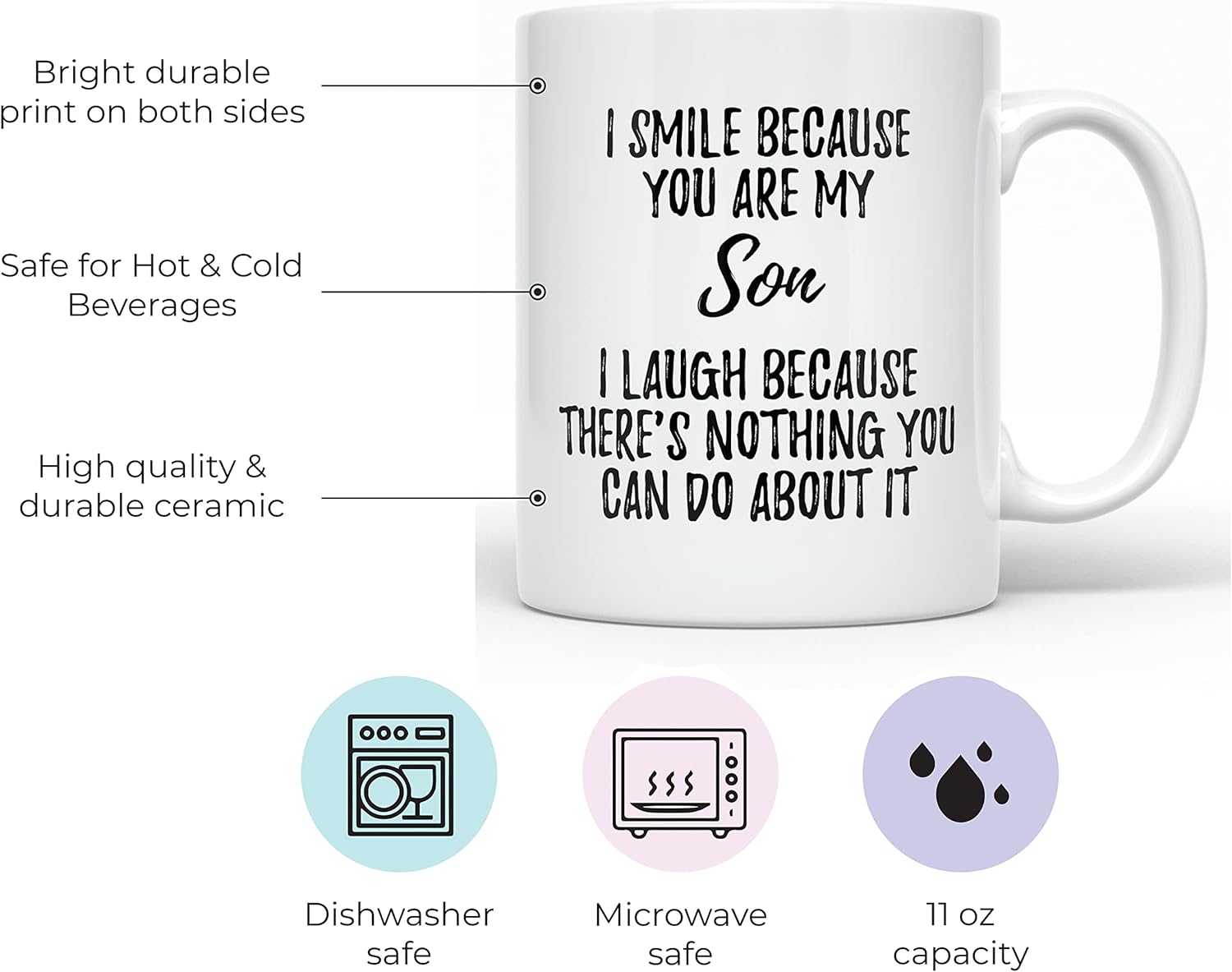 YouNique Designs Funny Dad to Son Gifts, Best Son Ever Mug, 11 Ounces (White) - Image 2