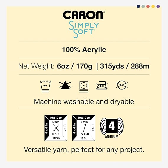 Caron Simply Soft Yarn for Crocheting & Knitting, Sienna, 3-Pack | #4 Worsted Medium, Soft 100% Acrylic Yarn for Crochet, Knitting, Blankets and Crafts, 315 Yards, 170.1g/6oz per skein