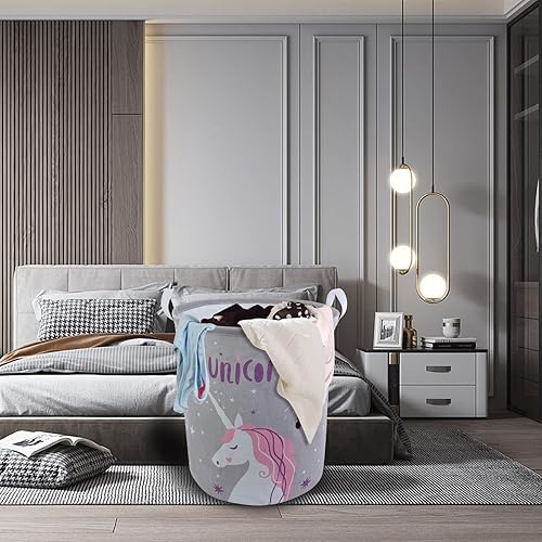 Miniatura 7 de Mziart Cesta de lavandería para niños, bonita canasta de almacenamiento plegable para guardería, caja de juguetes para niños y niñas, cesta