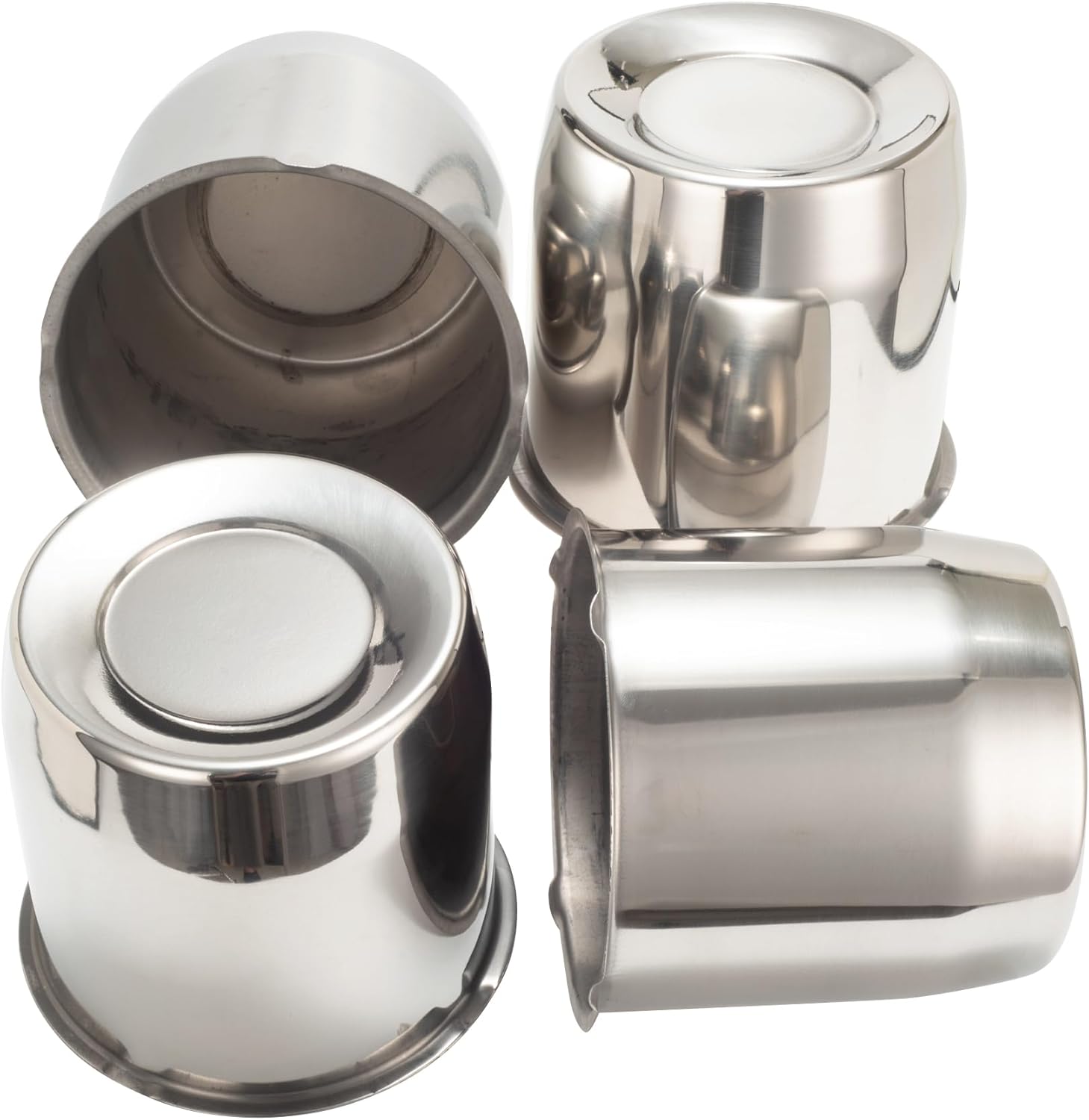 4Pcs 5.15 in Stainless Steel Wheel Center Caps Chrome Push Through Design - Fit 5.15" Center Bore for Truck, Trailer, SUV, RV Wheels Rims 4.92" Height Center Hub Caps