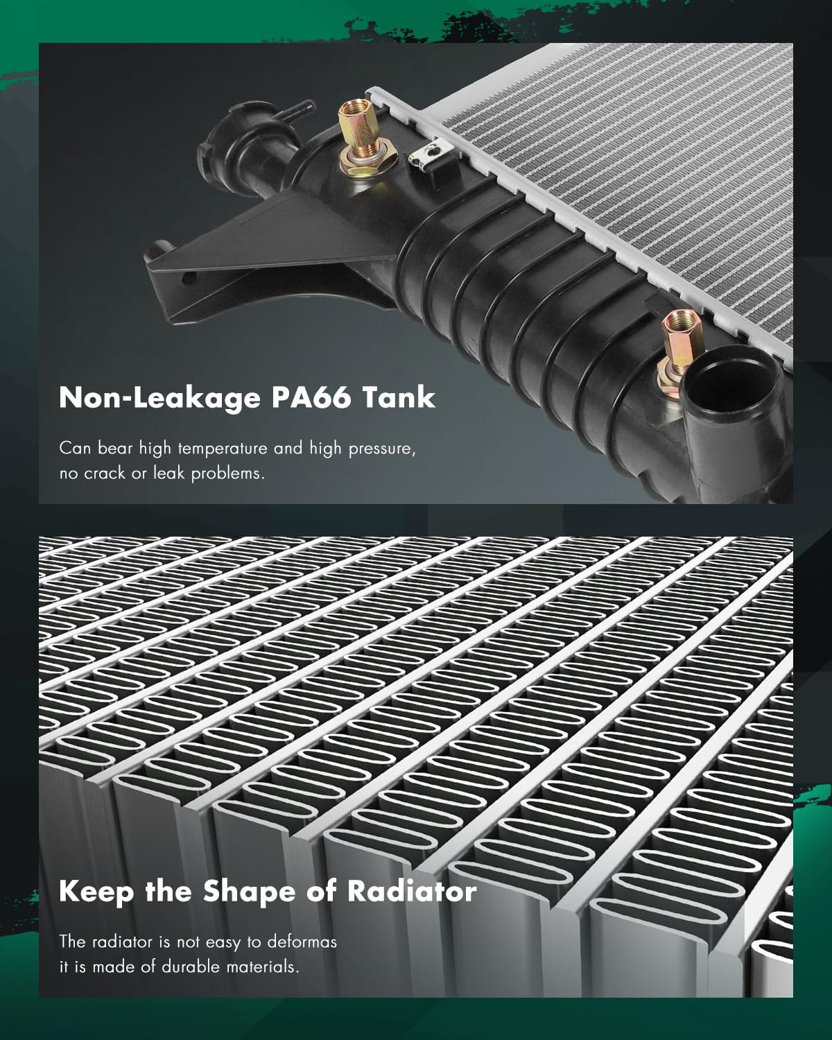 SCITOO Engine Cooling Radiator Assembly Compatible with Ford Mustang 1994-1996 3.8L 5.0L, Replace# 8011488, 52460728