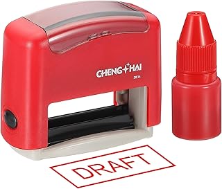 YOKIVE Draft Self Inking Rubber Stamp, Office Ink Business Stamp for Office Documents, Paperwork, Warehouse, Label (Red)
