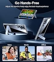 Vista 2 de TORRAS for Samsung Galaxy S23 Ultra Case Clear with Kickstand Never Yellowing, [3-Way Built-in Kickstand] [10FT MIL-Grade Shockproof] Slim Clear