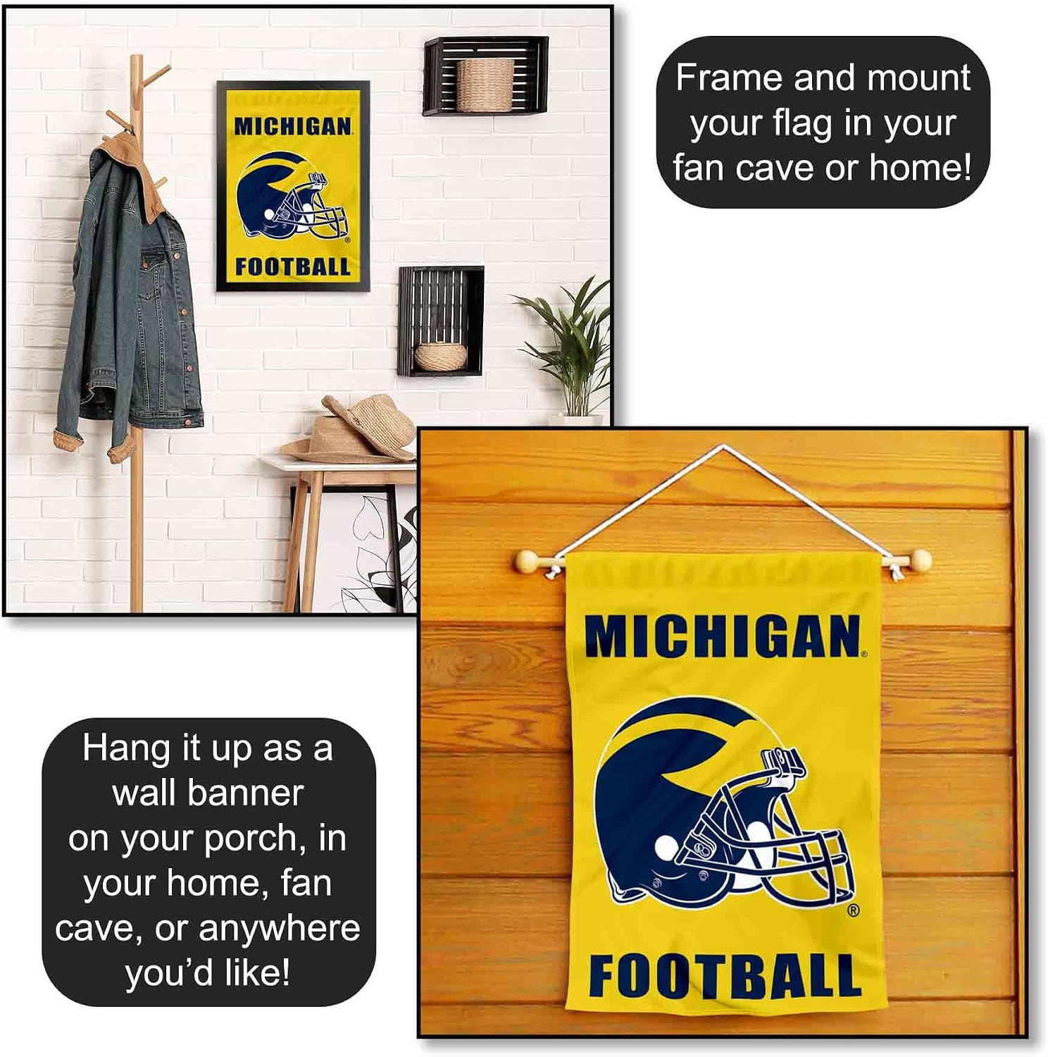 Michigan Team University Wolverines Football Helmet Garden Flag