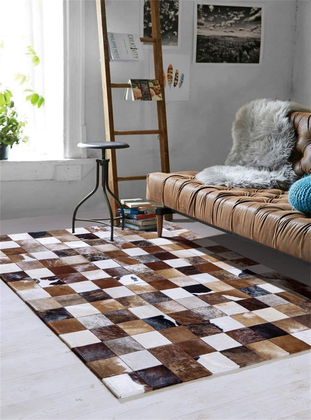 牛革 本革 ラグ じゅうたん カーペット アンティーク絨毯 【公式通販】