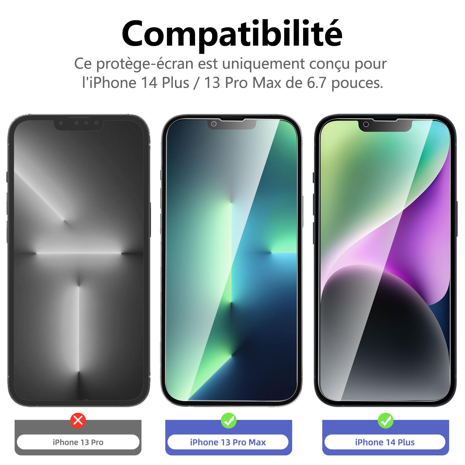 NEW'C 3 Sztuki, Prywatność Ochraniacz Ekranu dla iPhone 13 Pro Max, iPhone 14 Plus (6,7 Cala), Udoskonalony Kąt Prywatności 28 Stopni, Ultra Trwała Twardość 9H, Bez Bąbelków