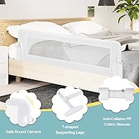 Vista 3 de BABY JOY Rieles de cama para niños pequeños, extra largos, protector de cama de seguridad abatible para cuna convertible, barandilla plegable