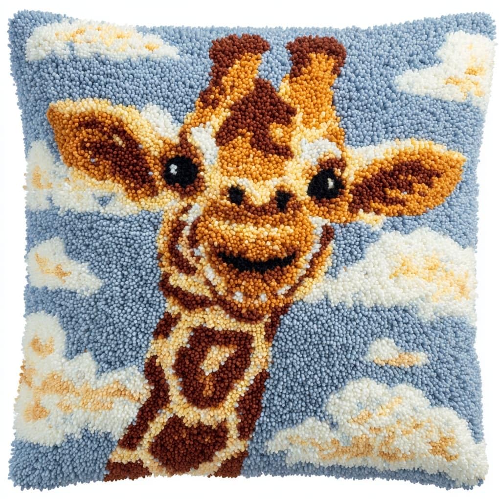WallustrioaW Latch Hook Kit Cushion,Cute Giraffe