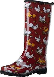 HISEA Women's Rain Boots Slim Calf Fashion Waterproof Garden Shoes Colorful Printed Rubber Boots Anti-Slipping Rainboots for Ladies Tall Knee High Outdoor Rain Shoes