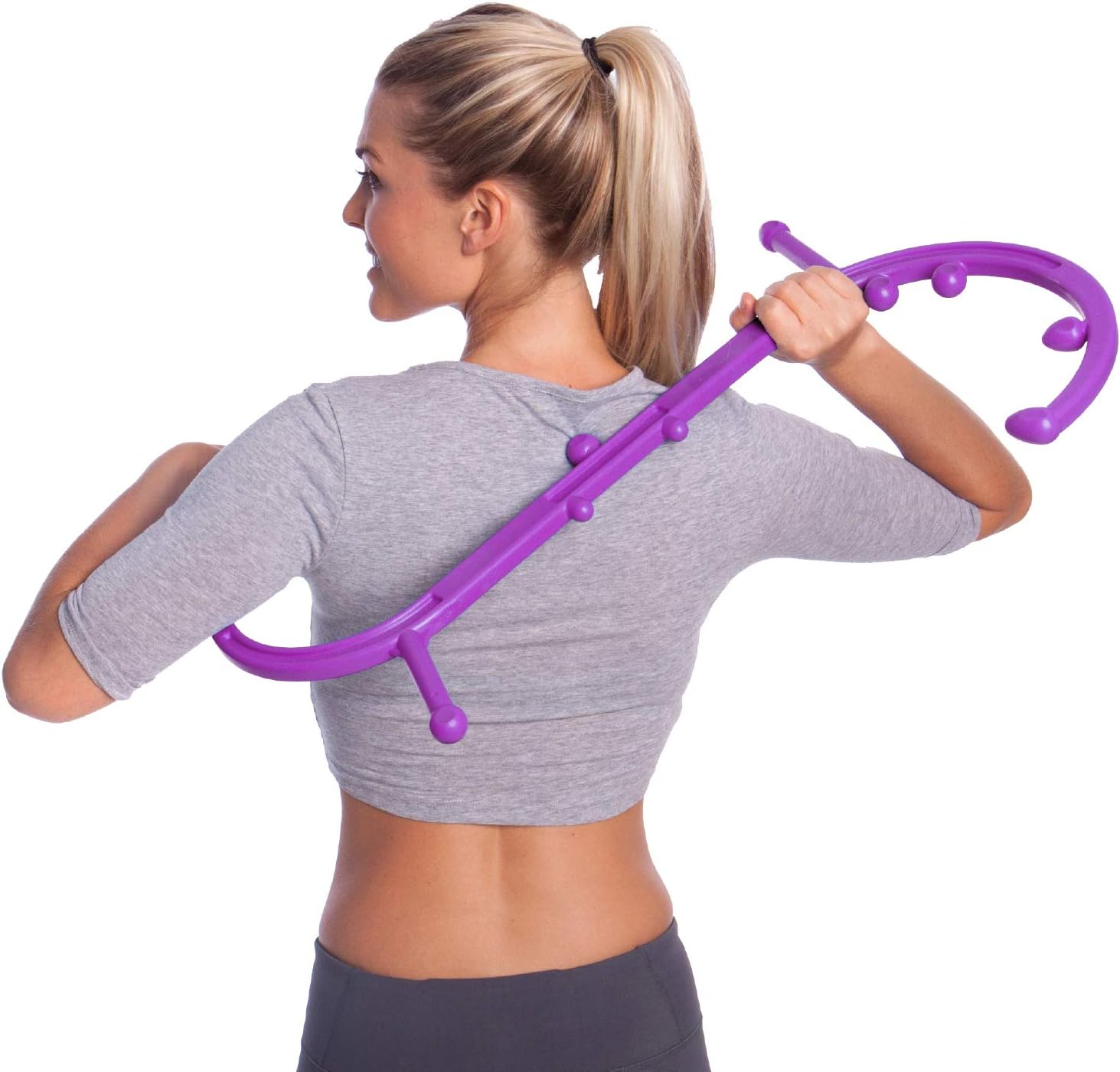 Body Back Buddy Elite (Upgraded 2021 Version) - Trigger Point Massage Tool, Neck and Back Massager Handheld, Manual Self Massager, Massage Cane, Muscle Knot Remover with Instructions (Purple)