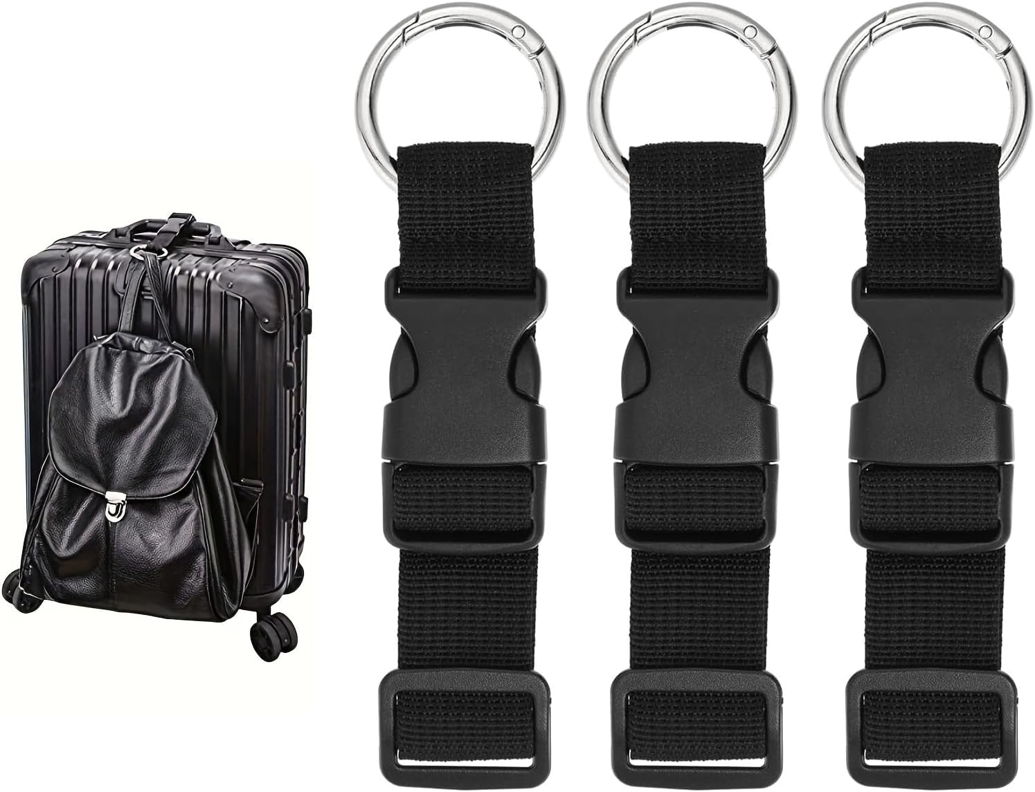 3 Pcs Luggage Straps,Luggage Strap,Luggage Connector Straps,Luggage Straps for Suitcases,Add A Bag Luggage Strap,Travel Attachment Travel Accessories for Connecting Your Luggage Jacket