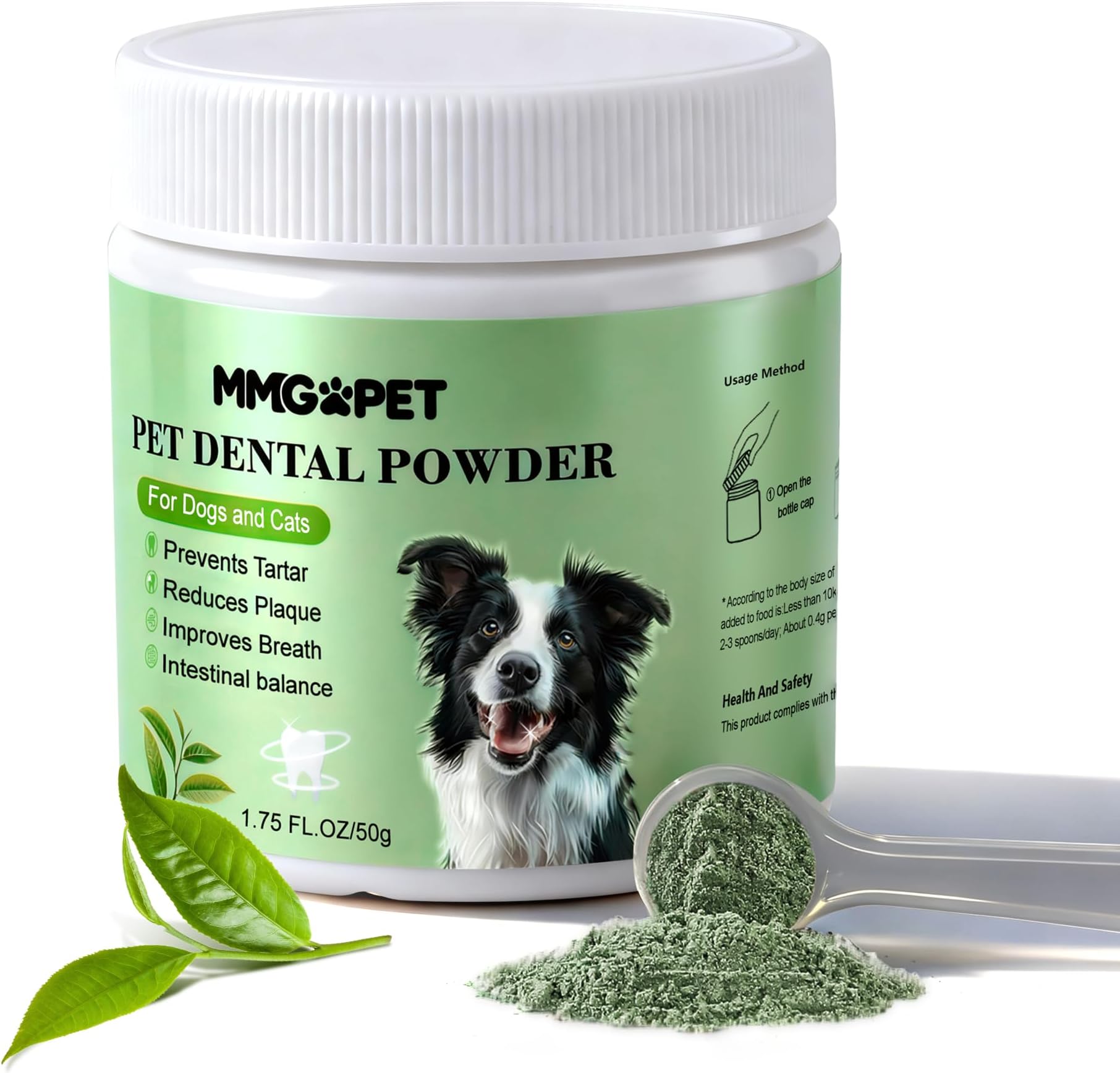 Dog Dental Powder for Plaque and Tartar Support - No Brushing Teeth Cleaning Powder with Probiotics & Natural Kelp | Fresh Breath Dog Oral Care for All Breeds | 1.76oz (50g)