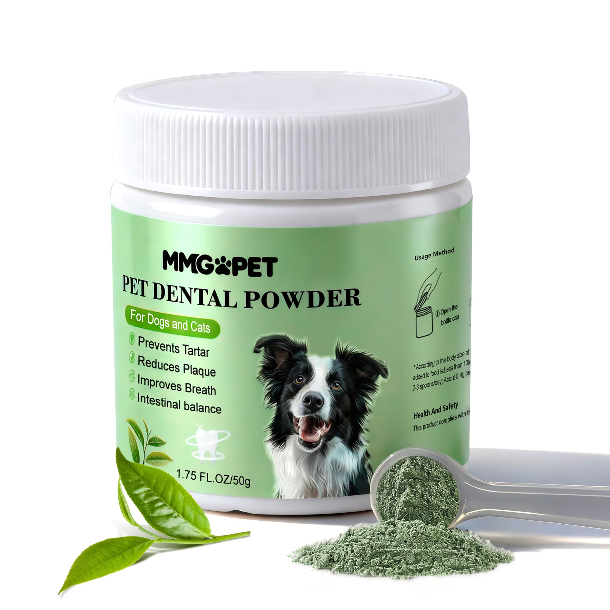 Dog Dental Powder for Plaque and Tartar Support - No Brushing Teeth Cleaning Powder with Probiotics & Natural Kelp | Fresh Breath Dog Oral Care for All Breeds | 1.76oz (50g)