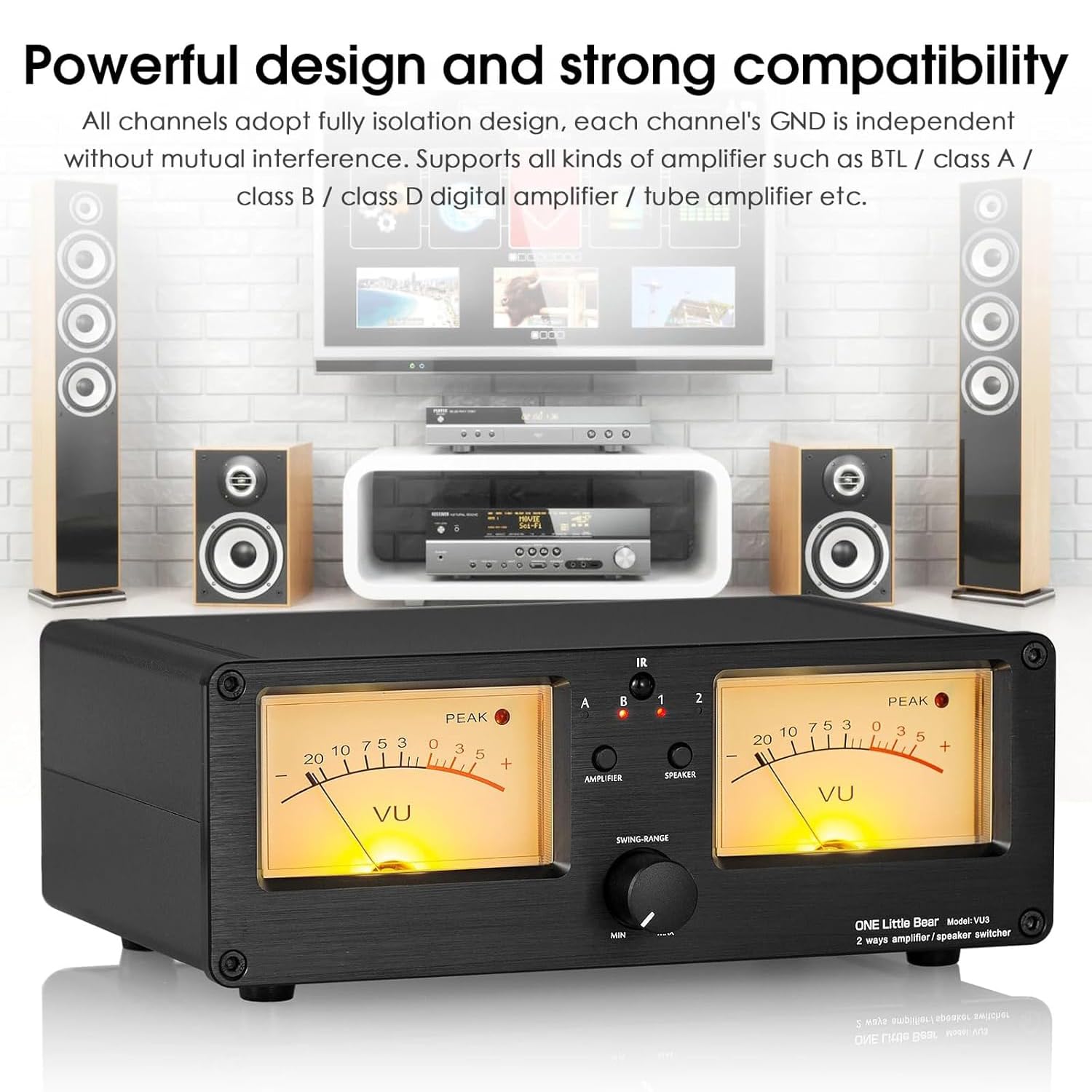 Commutatore Amplificatore/altoparlante VU3, Doppio VU Meter Analogico, 2 Set Di Uscite Di Commutazione Audio, 4 Livelli Di Retroilluminazione Regolabili, Distributore Audio, Decorazione Dinamica