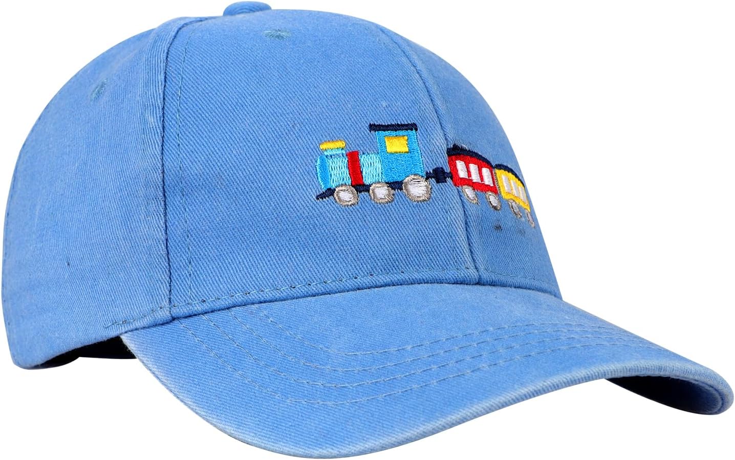 Kids Toddler Vintage Washed Baseball Cap Hat Train Pattern Trucker Hat Golf Ball Caps Beach Sun Hat for 2-6 Years