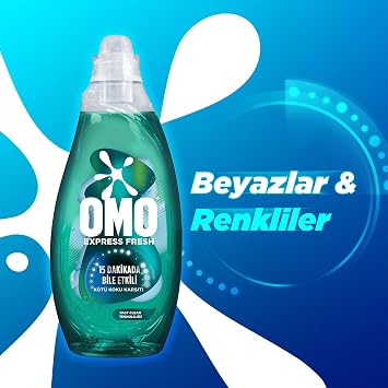 Omo Express Fresh Anti-Foul Odor White and Colored Liquid Laundry Detergent, 1480 ml