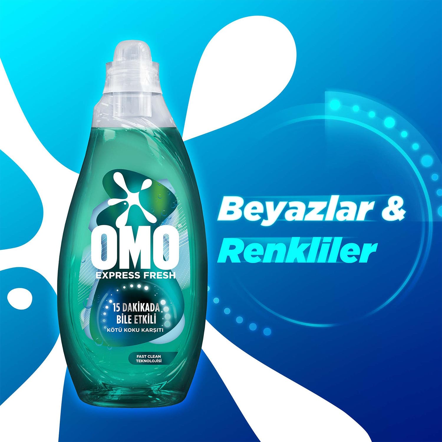 OMO Express Fresh Kötü Koku Karşıtı Beyaz ve Renkliler Sıvı Çamaşır Deterjanı, 1480 ml