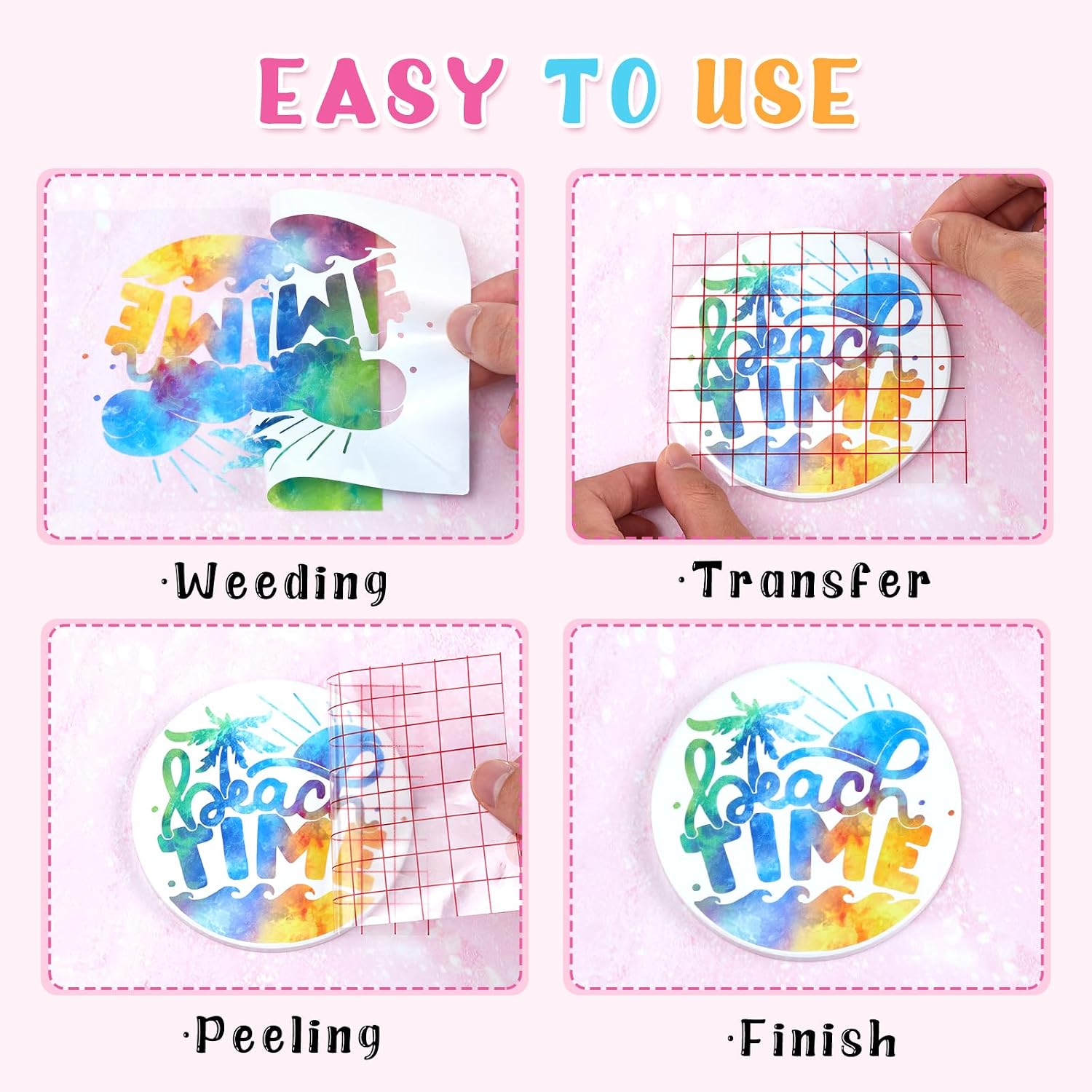 Tintnut Spring Watercolors Permanent Vinyl 10 Sheets 12x10in Adhesive Vinyl | Gradients tie dye adhesive sheets,home decor crafts DIY,easycut & weed,stretchy& washable,for most cutting machine