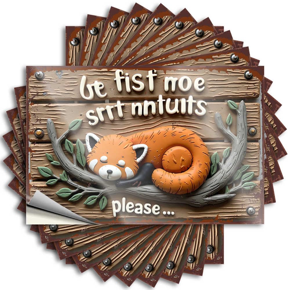 Sticker Southern Men Waterproof - Sleepy Red Panda On Branch with Rustic Sign Hard Self Adhesive Decal for Coffee Use(6X9CM)