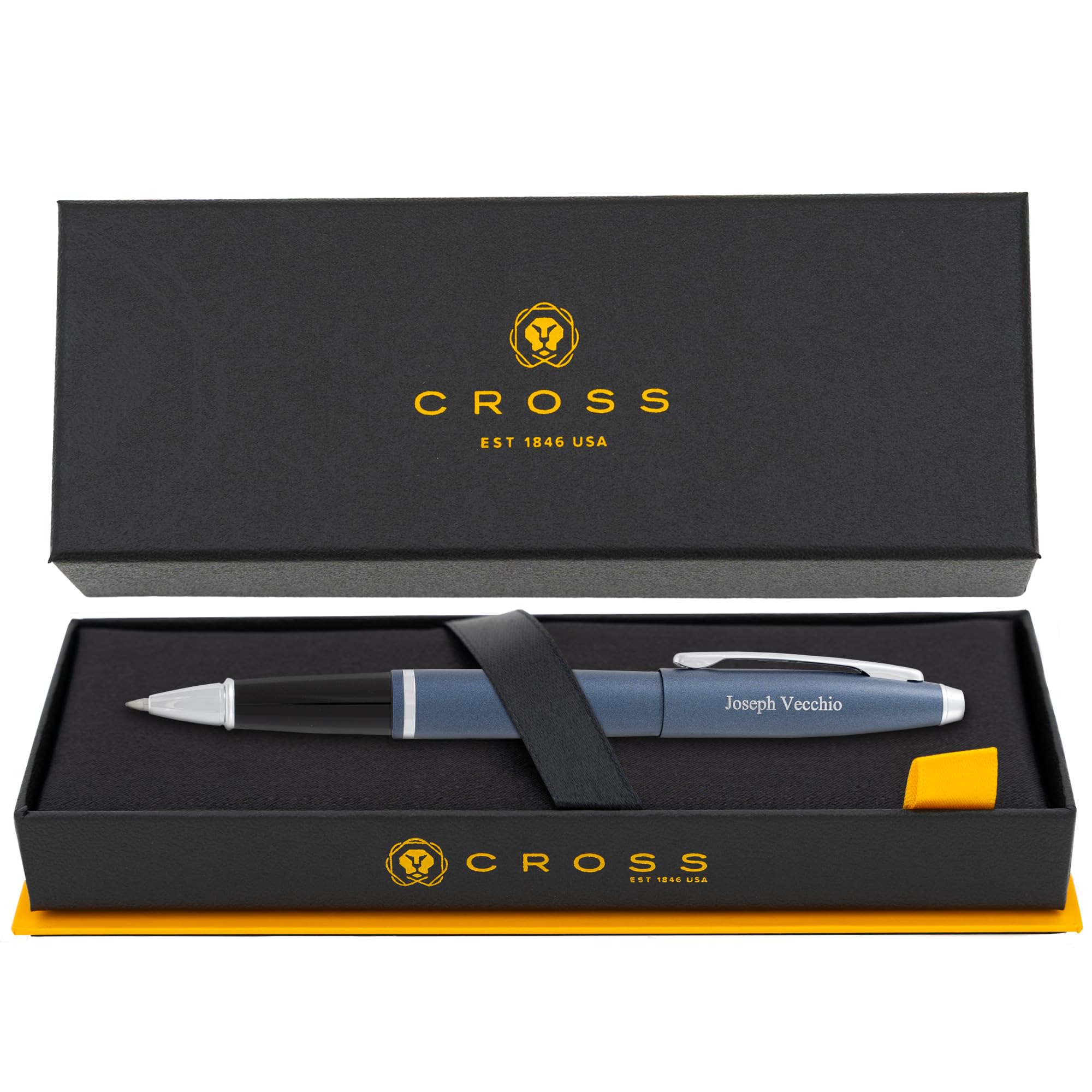 Cross Calais Capped Rollerball Pen, Matte Midnight Blue with Chrome Trim, Custom Engraved — Graduation, Promotion, or Teacher and Nurse Gift